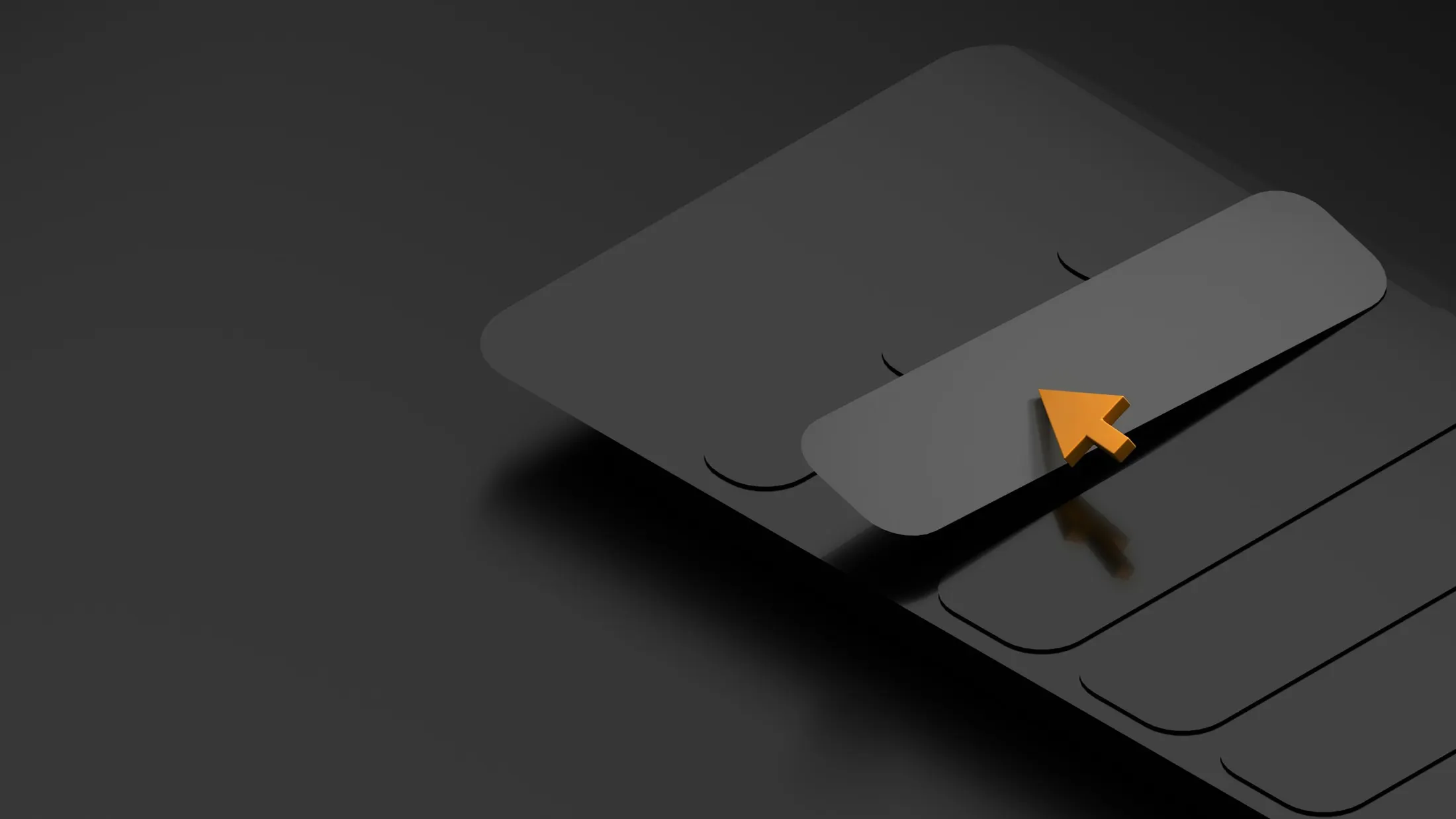 Abstract dark interface panels with a cursor, representing app UX and UI layout design