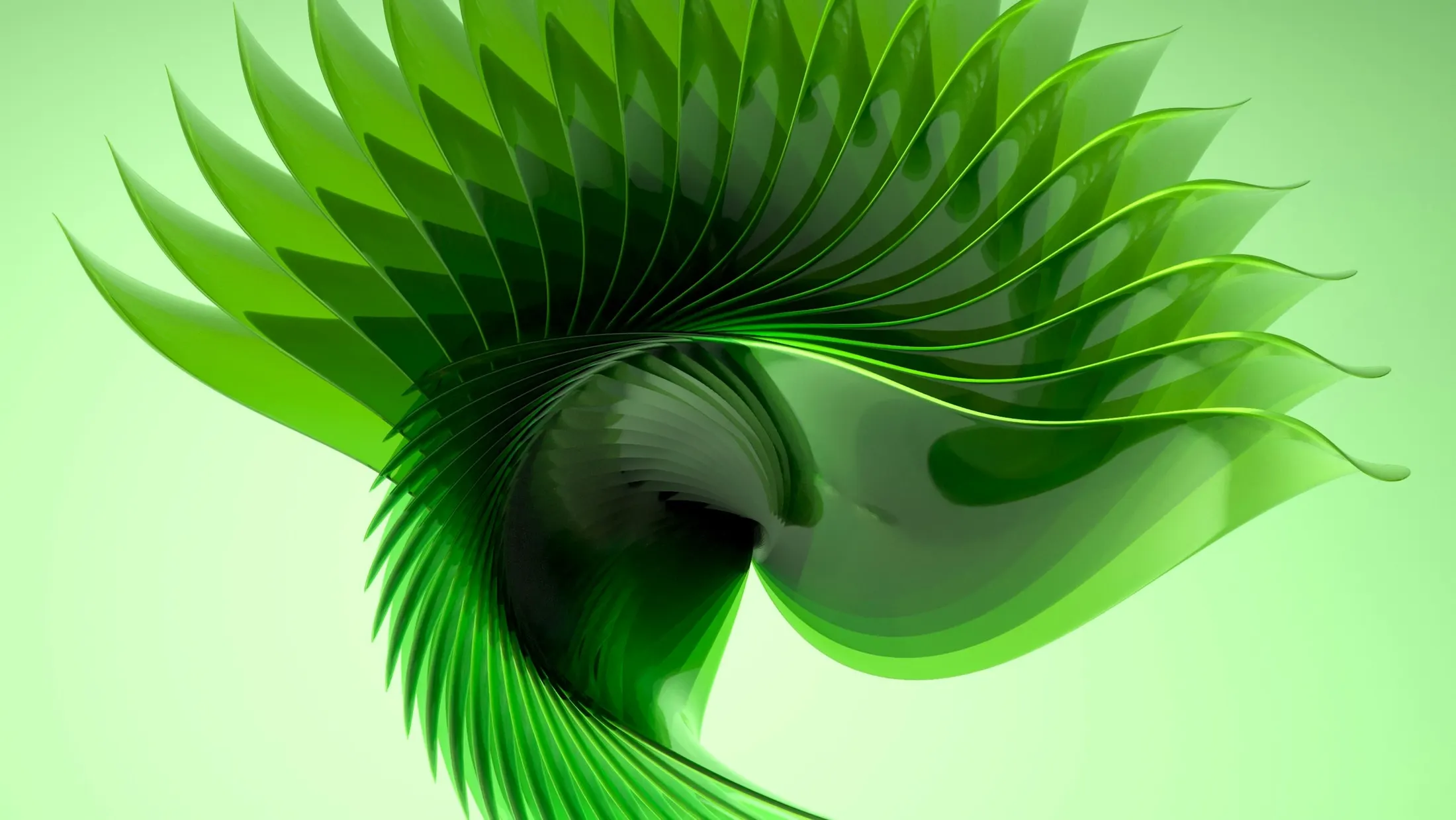 Abstract flowing green form representing the Krytonite product core